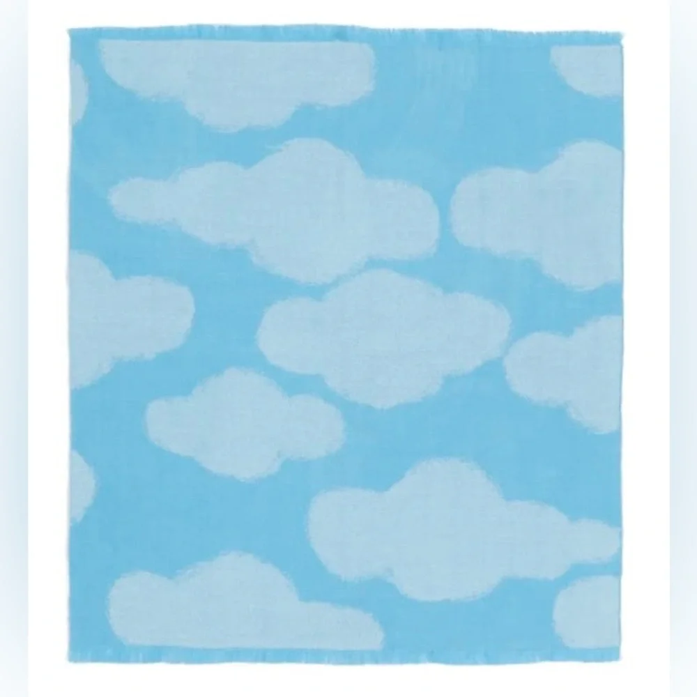 CRISTINA MARTINEZ X NORDSTROM BABY QUILT REVERSIBLE PRINT BLUE WHITE CLOUDS NWT